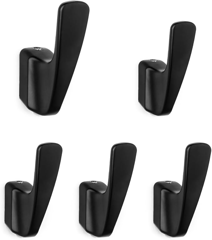 SARIHOSY] 5 Packs Coat Hooks,Metal Hooks for Clothes, Hats, Bags, Towels, Keys(Black)