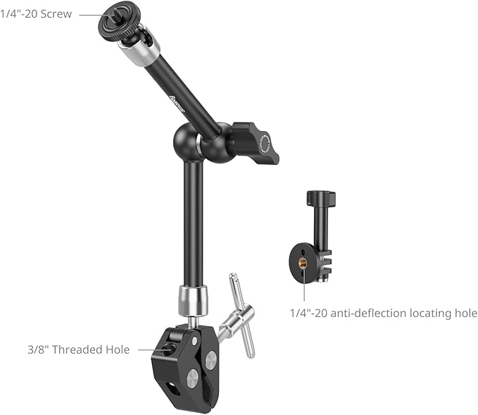 SMALLRIG Magic Arm with Super Clamp for Action Cameras, Camera Clamp Mount for GoPro Hero 13/12/11, for DJI Osmo Action 5 pro/4/3, for Insta360 Ace Pro 2, with 1/4" Screw for Monitor/LED Lights