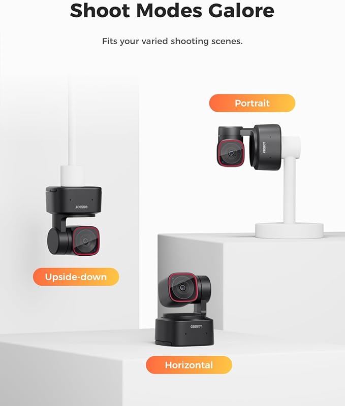 OBSBOT Tiny 2 Lite 4K Webcam for PC, AI Tracking PTZ Streaming Camera with 1/2" Sensor, Gesture Control, 60 FPS, HDR, Microphones, Web Camera for Desktop Computer, Laptop, Meeting, Video Calls, etc.