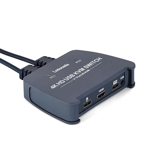 HDMI KVM Switch 1 Monitor 2 Computers,4K@60Hz KVM Switcher with 2 HDMI Cable and USB Ports for 2 Computers Share Keyboard Mouse Printer, Include Desktop Controller