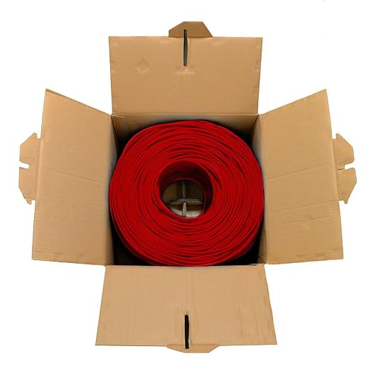 Dripstone CAT6 Ethernet Cable 1000ft Bulk Network LAN Wire 23AWG Solid UTP 550MHz High-Speed Internet Cable Gaming, Streaming, Office, Home Use, Pull Box, Cat6 Bulk, Stable Connectivity - Red