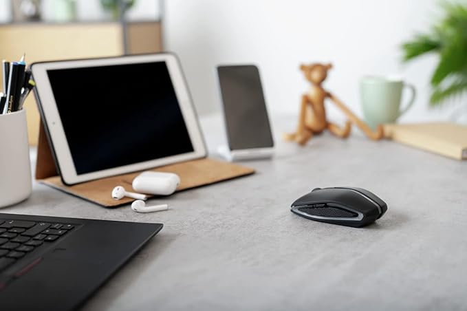 Cherry GENTIX BT Wireless Bluetooth Mouse, Multi-Device Function for up to 3 Devices, Switchable Resolution (1K/2K DPI), 7 Buttons and Scroll Wheel, Battery Operated (Black)