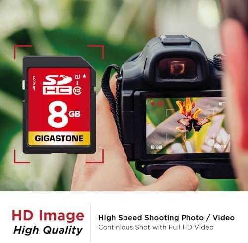 GIGASTONE 8GB SD Card 100-Pack UHS-I U1 Class 10 SDHC Memory Card Full HD Video Canon Kodak Olympus Digital Camera, with 100 Mini Cases