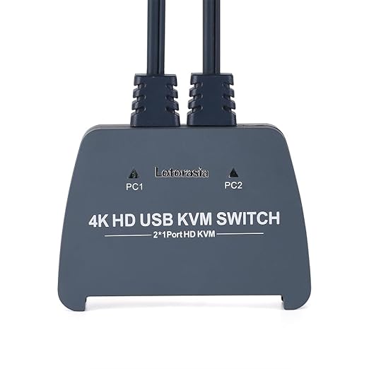 HDMI KVM Switch 1 Monitor 2 Computers,4K@60Hz KVM Switcher with 2 HDMI Cable and USB Ports for 2 Computers Share Keyboard Mouse Printer, Include Desktop Controller