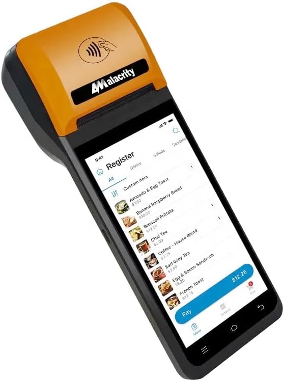 Alacrity Mobile POS PDA Terminal, Android 13 SoftPay,1D 2D Scan Module, 58mm Thermal Printer, 5.5" Touch Screen, 4G WiFi Bluetooth, Ideal for Retail, Hospitality, Logistics, Field services, Healthcare