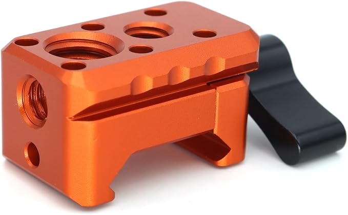 NATO Clamp Adapter,NATO Rail Lock Clamp Mount Quick Release with 1/4" 3/8" ARRI Thread for Camera Cage Handle Monitor LED Light Microphone Cold Shoe Magic Arm (Orange)