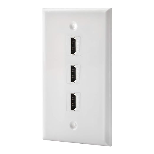 3 Port HDMI Female to Female Wall Plate in White (HDMI 3 Port)