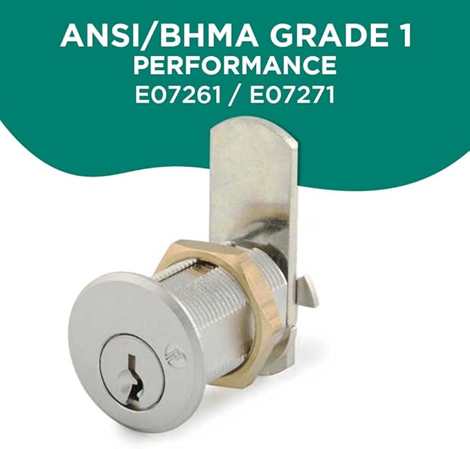 Olympus Lock DCN4 Rekeyable Cam Lock | 1-3/4" Cylinder 915 Key Lock, Keyed Alike | US26D Chrome Cabinet Lock | Grade 1 | Reversible for Doors & Drawers