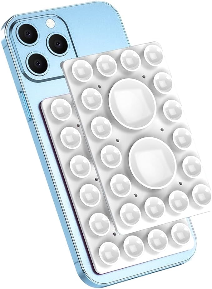 Silicone Suction Phone Holder Mount,Silicon Adhesive Phone Accessory for iPhone and Android, Hands-Free Mirror Shower Phone Holder,TikTok Videos and Selfies (White, Single Sided)