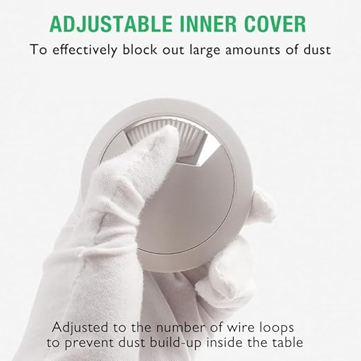 5 Pcs Desk Grommet 3-1/8" / 80 mm, Desk Cord Hole Cover, Cable Grommet ABS Plastic, Desk Hole Grommet for Home & Office Pc, Detachable Adjustable Cable Cord Organizer-White