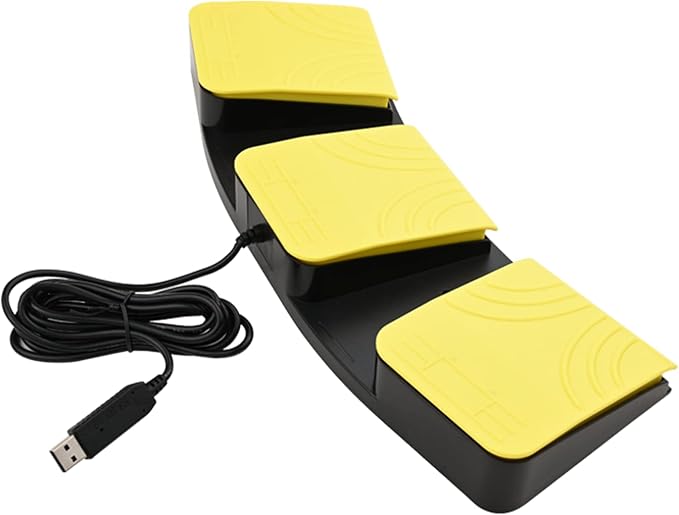 USB Foot Pedal for PC Gaming,Optical Control Foot Switch,Computer Map Mouse Keyboard Hotkey Combination Key Keypress Simulator Program Page Turner Transcription HID (Triple Pedal)