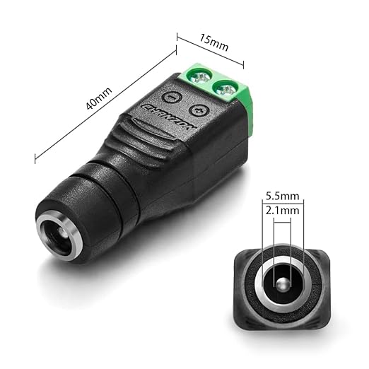 jXIN 12V DC Sensitive Dimmer Switch for Neon Sign, Low Voltage Unique Female Male Connector with 2 Female Power Jack Adapter Suitable for LED Strip Light