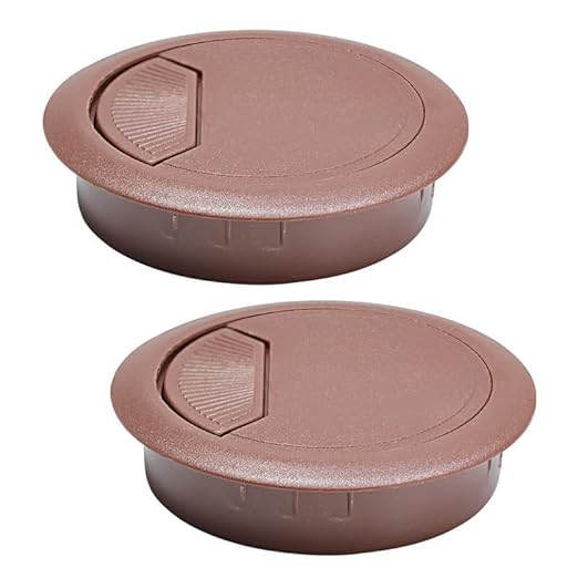 5 Pcs Desk Grommet 3-1/8" / 80 mm, Desk Cord Hole Cover, Cable Grommet ABS Plastic, Desk Hole Grommet for Home & Office Pc, Detachable Adjustable Cable Cord Organizer-Reddish Brown
