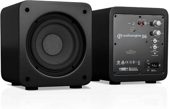 Audioengine S6 210W Compact Powered Mini Subwoofer- Powerful Bass in a Small Package - Great for Desktops, Apartments, Offices and Gaming Setups