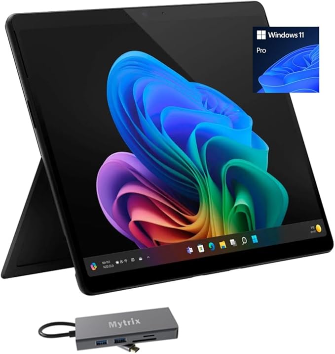Microsoft Surface Pro 11 (16GB RAM | 1TB SSD) Copilot+ PC Tablet w/11-in-1 Hub, 13" 2.8K OLED 120Hz Touch, Snapdragon X Elite w/AI NPU @45 TOPS, AI-Enhanced Camera, Win 11 Pro, Black (Renewed)