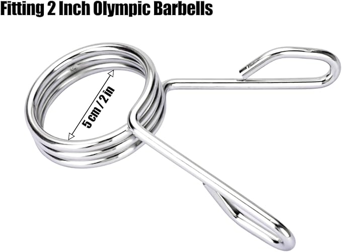 AccEncyc Spring Clip Collars 2 Inch Olympic Barbell Clamps Dumbbell Clips Weight Bar Clips for Weightlifting, Powerlifting, Strength Training
