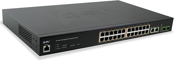BV-Tech 24-Port Gigabit PoE+ Managed Switch with 2 Ethernet & 2 SFP Uplinks | High-Performance, NDAA Compliant | POE-SW2404G-MG-PLUS