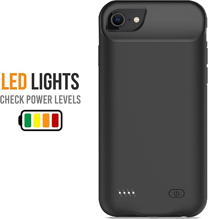 Battery Case for iPhone 7/8/6s/6/SE 2020/SE 3, [10000mAh] Rechargeable Smart Extended Charging Case Compatible with iPhone SE 3/6/6s/7/8/SE 2020 (4.7 inch) Backup Power Battery Pack Charger Case-Black