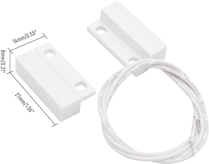 3Pcs Magnetic Reed Switch Wired Surface Mount Normally Open NO Contact Sensor Alarm Magnetic Door Switch with 2 Wires, ABS, MC-38