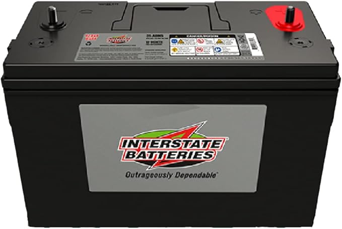 Interstate Batteries Marine Deep Cycle Battery 12V 100Ah 925CCA (31-AGM5) Pure Matrix Power Commercial Battery Pure Lead AGM Replacement (Group 31) Auxiliary Units APU, Starting Engines, Heavy Duty