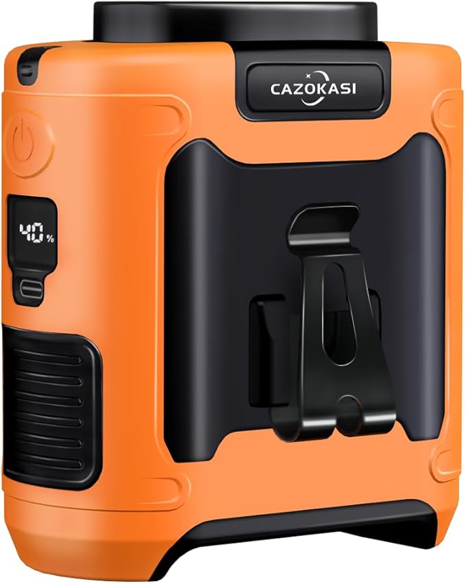 CAZOKASI Personal Fan 10000mAh Waist Clip Portable Rechargeable Wearable Hand Free, 6-40hours Wearable Cooler for Traveling Working Outdoor Office (10000mAh / Orange)