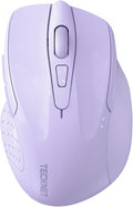 TECKNET Wireless Mouse (2.4G & BT5.0/3.0) Silent 4800 DPI Computer USB A & Bluetooth Mouse 6 Buttons, Wide Compatibility - Lavender