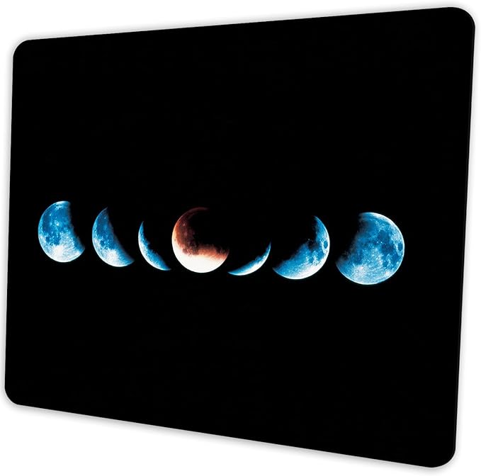 Starry Moon Mouse Pad Personalized Moon Phase Design Computer Laptop Non-Slip Rubber Mousepad 9.5x7.9 Inch