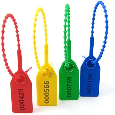 Leadseals(R) 100 Plastic Tamper Seals, Zip Ties for Fire Extinguishers Pull Tite Security Tags Numbered Trailer Seal Disposable Self-Locking Tie 250mm Length (Blue)