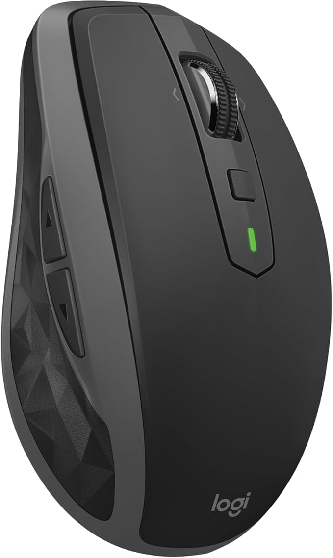 Logitech MX Anywhere 2S Bluetooth Edition Compact Wireless Mouse, No USB Receiver - Use On Any Surface, Hyper-Fast Scrolling, Rechargeable, Control Up to 3 Apple Mac and Windows Computers and Laptops