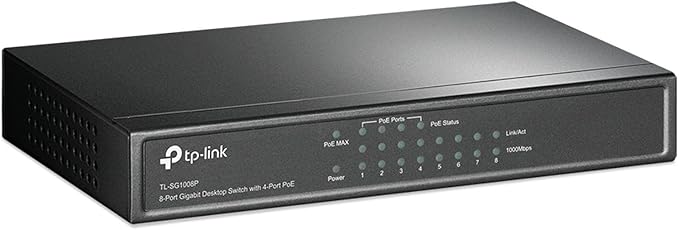 TP-Link TL-SG1008P V4 | 8 Port Gigabit PoE Switch | 4 PoE+ Ports @64W | Desktop | Plug & Play | Sturdy Metal w/ Shielded Ports | Fanless | Limited Lifetime Protection | QoS & IGMP Snooping | Unmanaged