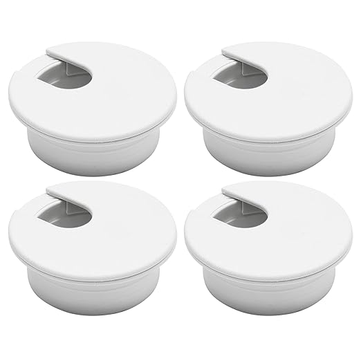 Desk Grommet 1-3/8" (35 mm), Desk Cord Hole Cover, Cable Grommet ABS Plastic, Desk Hole Grommet for Office and Home Table Cable, Detachable Cable Cord Organizer (White 4 Pcs)