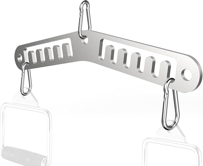 Double to Single Adaptor Plate for Cable Pulley Machines Durable Solid Stainless Steel with 3 Carabiners Suitable for Dual Cable Machines LAT Pulldown, Shoulder & Biceps Exercises