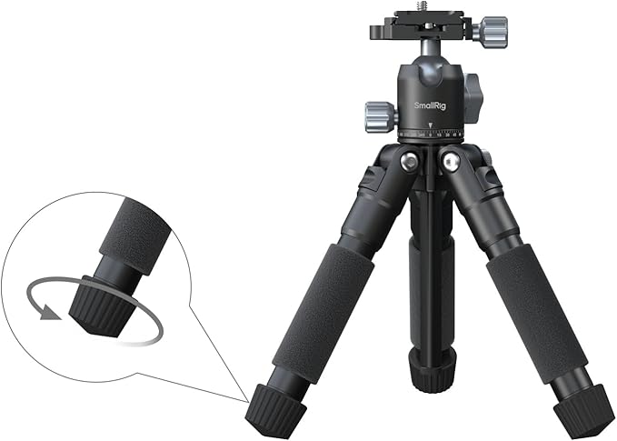 SmallRig VT-20Pro 21.2"/ 53.8cm Mini Tripod for Camera and Phone, Aluminum Alloy Small Desktop Tripod with 360° Ball Head, Table tripods Load Up to 11lb / 5kg