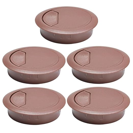 5 Pcs Desk Grommet 2-3/8" / 60 mm, Desk Cord Hole Cover, Cable Grommet ABS Plastic, Desk Hole Grommet for Home & Office Pc, Detachable Adjustable Cable Cord Organizer-Reddish Brown