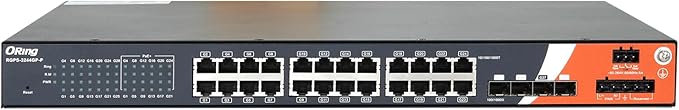 RGPS-3244GP-P | 28-Port Rackmount Managed Gigabit PoE Switch | 24 GE PoE + 4 SFP Slots, ORing Industrial Networking