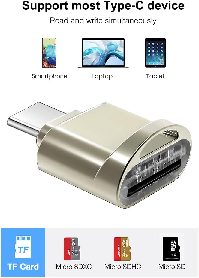 USB C Micro SD Card Reader (Pack of 2 Pcs), BorlterClamp Type C OTG TF Memory Card Reader Compatible with Laptop, MacBook, Tablet, Smartphone