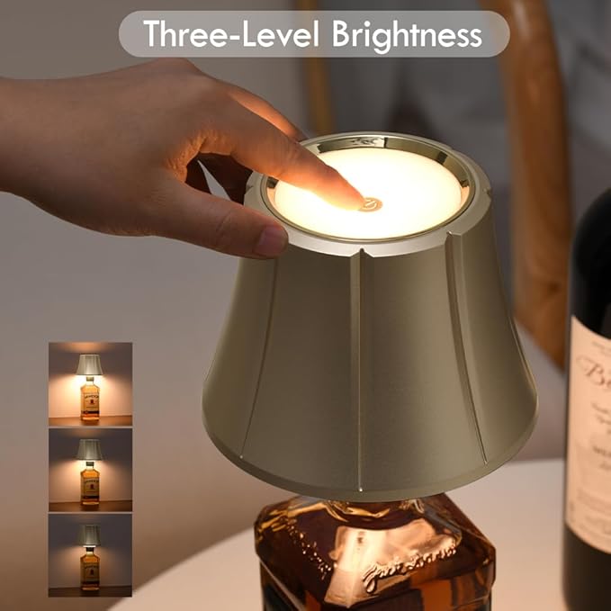 WILIT Wireless Bottle Lamp Shades for Table Lamps, Bottle Lights for Liquor Bottles, Touch Lamps for Kitchen Dinning Picnic,Home Bar Decorations, Modern Wine Bottle Lights, Gifts for Men Women