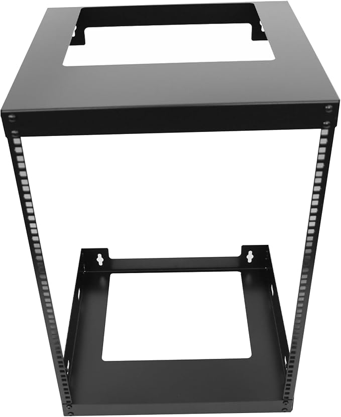 15U Wall Mount Open Frame 19 Inch Server Equipment Rack Wall Mountable Heavy Duty Design - Holds All Networking & AV Gear - Open Frame Includes 2 1U 12in Vented Shelves & Mounting screws(WALL RACK15U)