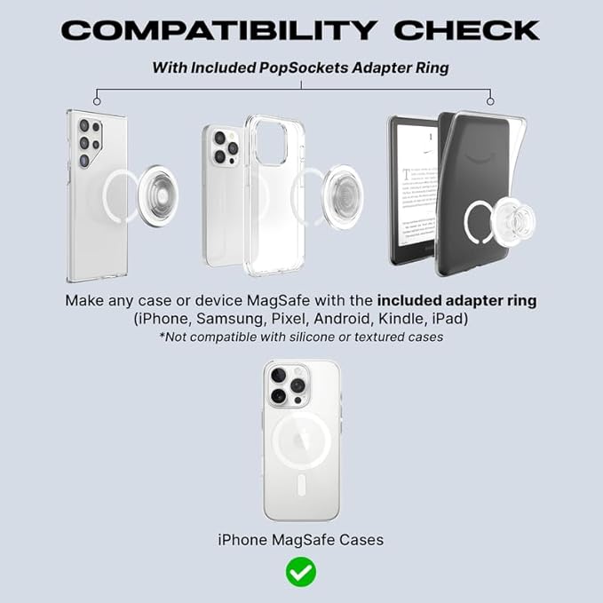 PopSockets Phone Grip for MagSafe with Kickstand, Magnetic Stand, Swappable Top, Secure Hold for iPhone MagSafe Cases, Phone & Tablet Grip - Enamel Nautical Stripe