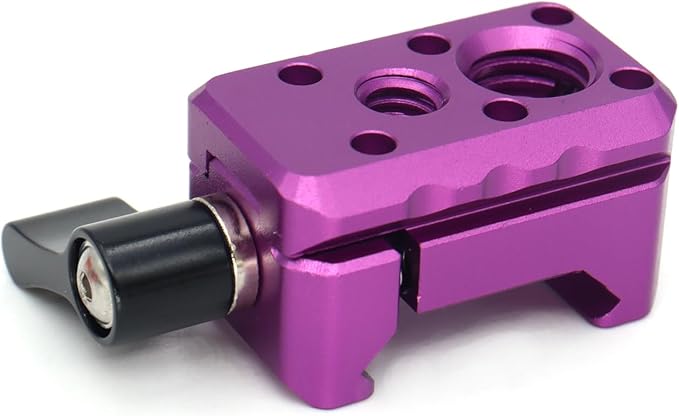 NATO Clamp Adapter,NATO Rail Lock Clamp Mount Quick Release with 1/4" 3/8" ARRI Thread for Camera Cage Handle Monitor LED Light Microphone Cold Shoe Magic Arm (Purple)