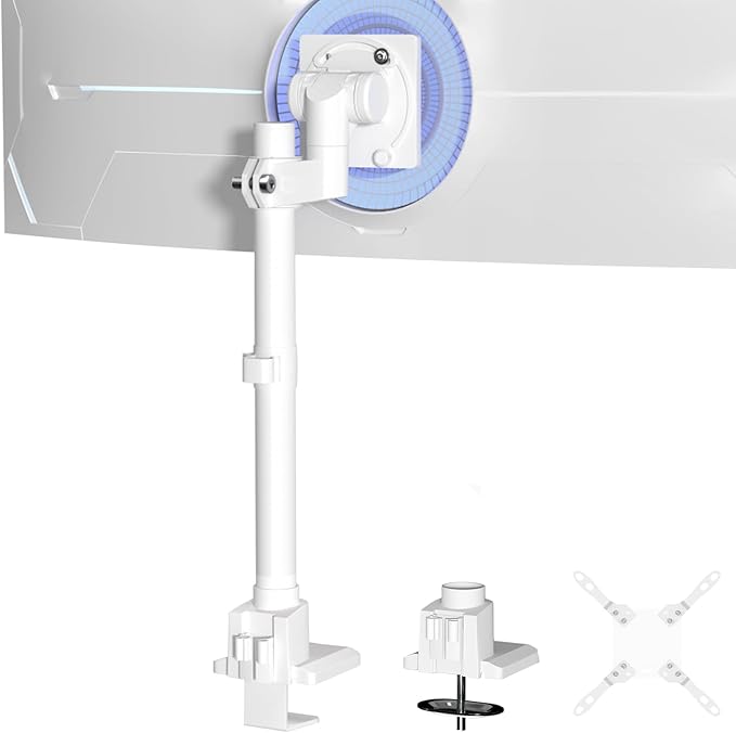 Monitor-Arm Ultrawide Heavy Duty 24-57'' - Aluminum Single Monitor Mount Holds up to 59.4lbs, Adjustable Desk Mount Stand, VESA75/100/200mm, White