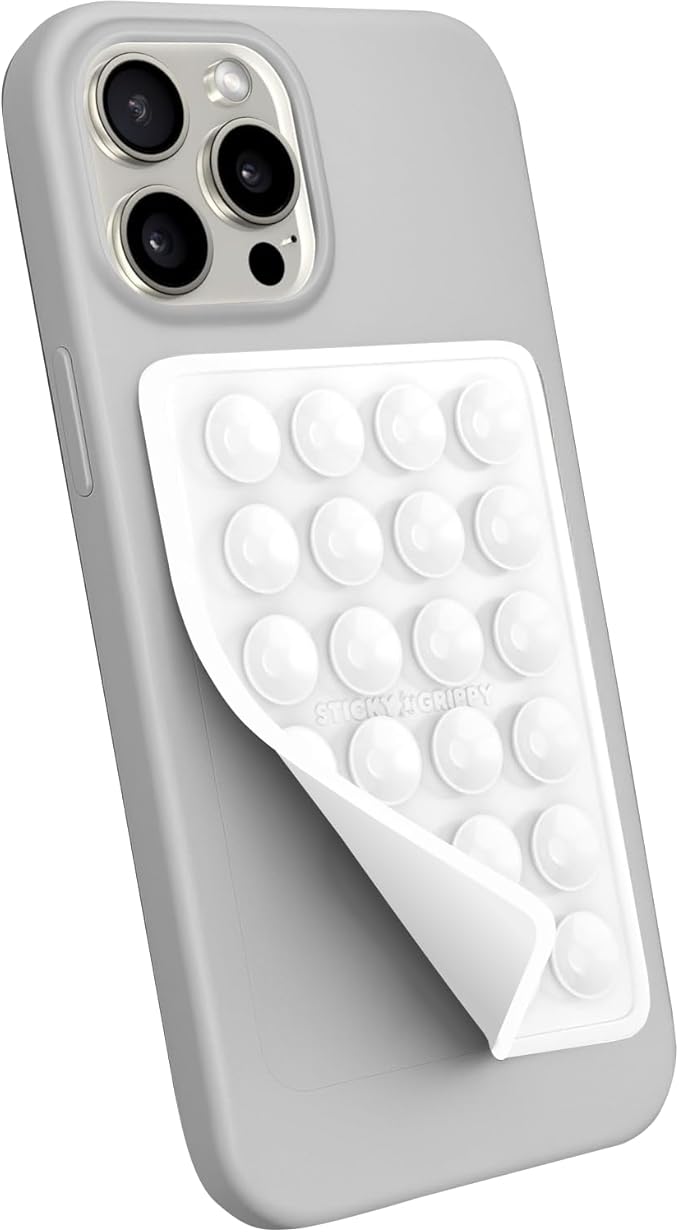 Suction Phone Case Mount, Silicon Adhesive Phone Accessory for iPhone and Android, Hands-Free Fidget Toy Mirror Shower Phone Holder, Tiktok Videos and Selfies (White)