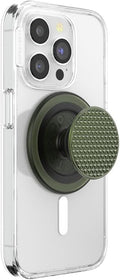 PopSockets Phone Grip for MagSafe with Kickstand, Magnetic Stand, Swappable Top, Secure Hold for iPhone MagSafe Cases, Phone & Tablet Grip - Triangle Knurl Olive
