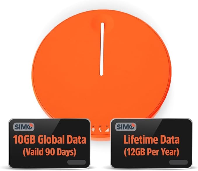 SIMO Solis Hero 4G LTE Portable Mobile Hotspot WiFi Power Bank for Travel in 140+ Countries, No SIM Card or Contract, Multi-Carrier Network, 10 Devices, 1GB/Month Lifetime + 10GB Global Data
