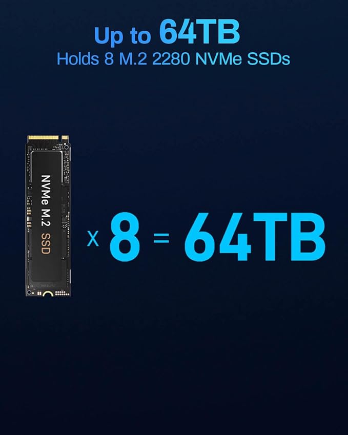 TERRAMASTER F8 SSD NAS Storage - 8Bay All SSD NAS Server N95 QuadCore CPU, 8GB DDR5 RAM, 10GbE Port, 8 Heat Sinks Included, Palm-Sized Powerful Network Attached Storage (Diskless)