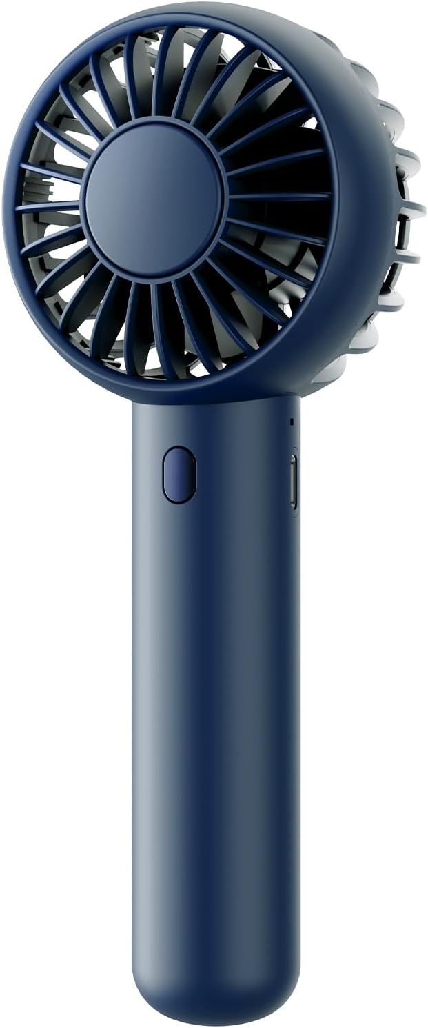 Gaiatop Mini Portable Fan, Navy Blue, Cute Design, Powerful Wind, Handheld and Desktop, Rechargeable Battery