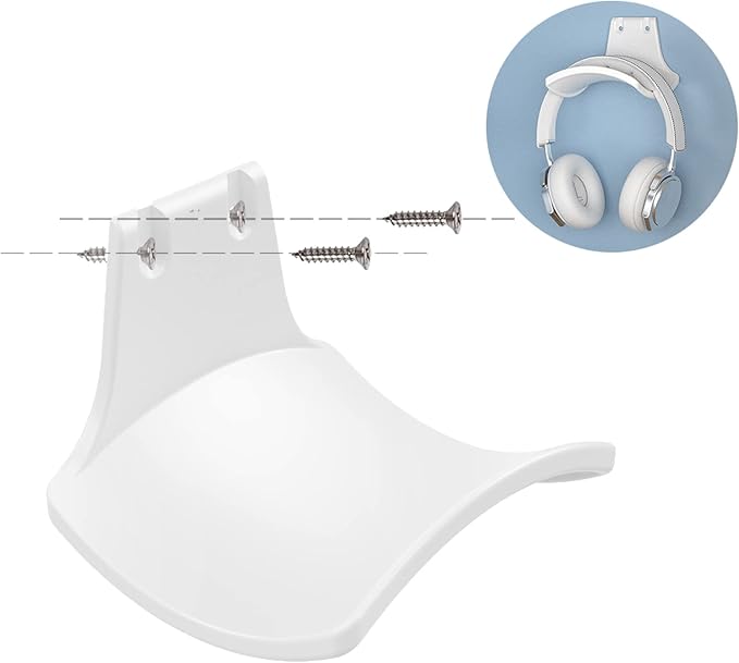 2-Pack Headphone Stand Hanger Wall Hooks, Save Space Headset Stand Holder for Universal Gaming Headset Airpods Max Sony Bose Beats, Strong Adhesive with Screws, White