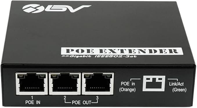 BV-Tech 3-Port PoE Extender - High-Efficiency Ethernet Expander, IEEE 802.3af/at Compliant, Perfect for IP Devices