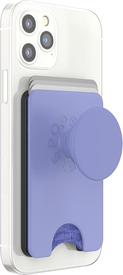 PopSockets Phone Wallet with Expanding Grip and Adapter Ring for MagSafe, Phone Card Holder, Wireless Charging Compatible, Wallet Compatible with MagSafe - Deep Periwinkle