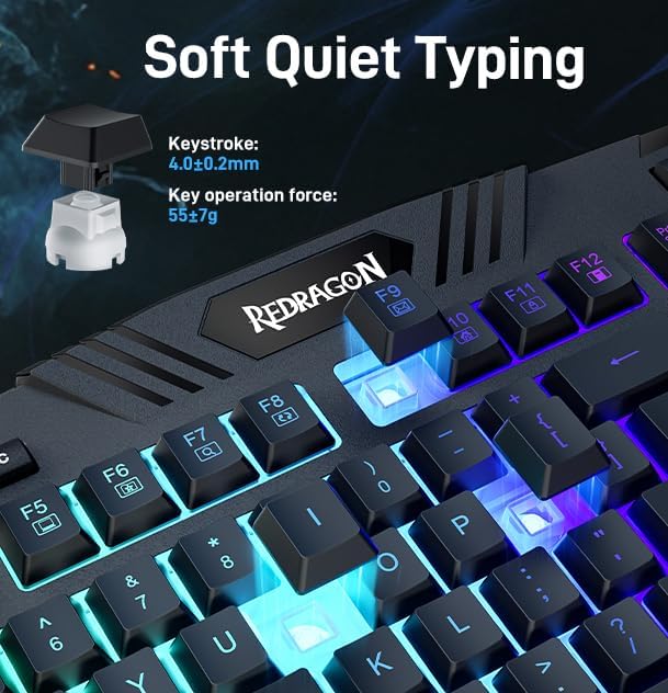 Redragon Updated S101 Programmable Gaming Keyboard and Mouse, RGB Backlit Keyboard Mouse with Software, Independent Macro Record Keys, Value Combo Set